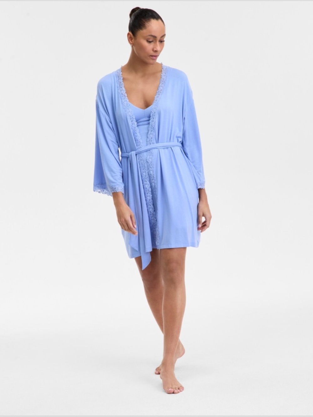 I.N.C. International Concepts Women's Lace-Trim Knit Wrap Robe – Jet Ski XXL NWT
